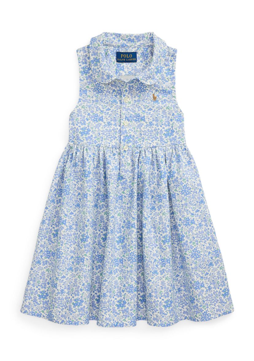 Girls 2-6x Floral Cotton Oxford Shirtdress