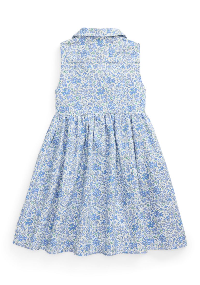 Girls 2-6x Floral Cotton Oxford Shirtdress