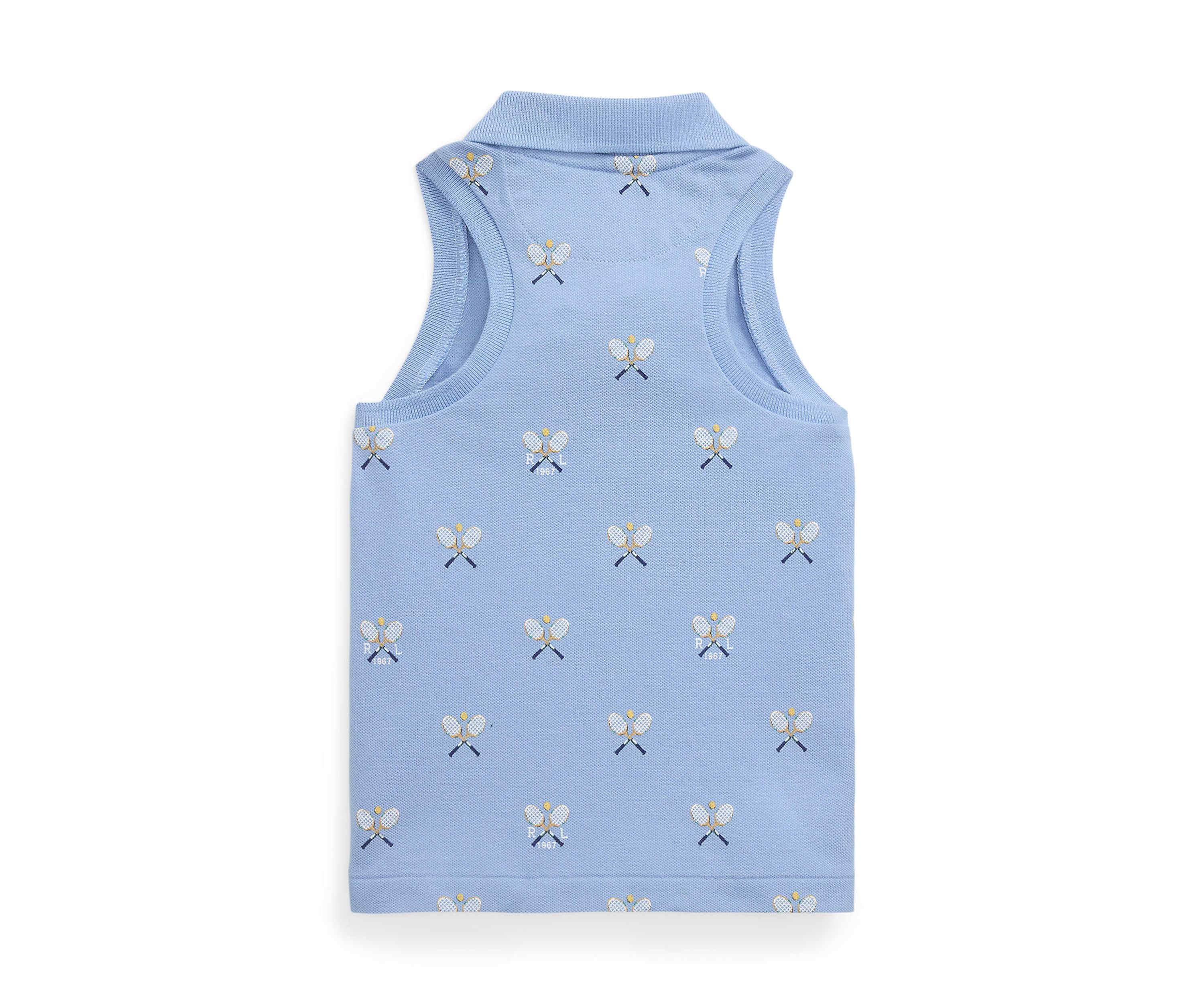 Girls 2-6x Tennis-Print Mesh Sleeveless Polo Shirt