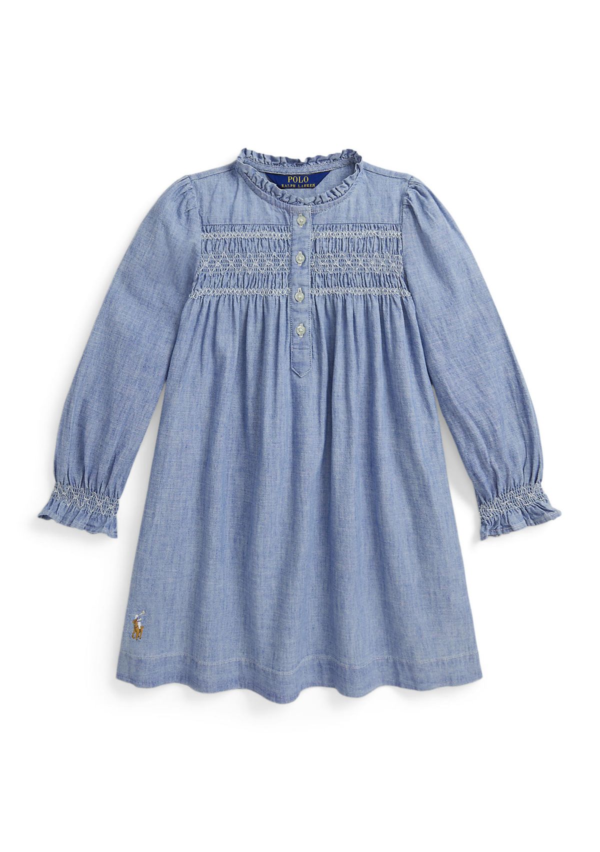 Girls 2-6x Smocked Indigo Chambray Dress