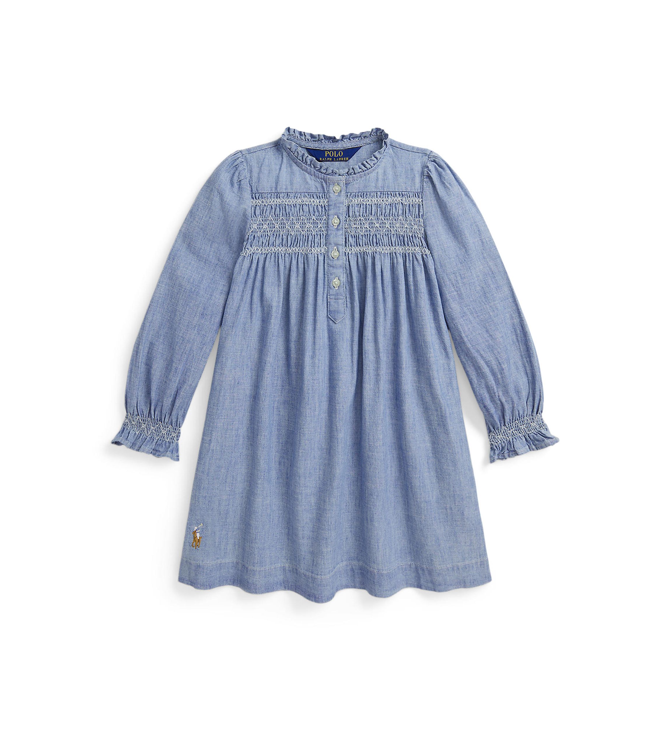 Girls 2-6x Smocked Indigo Chambray Dress
