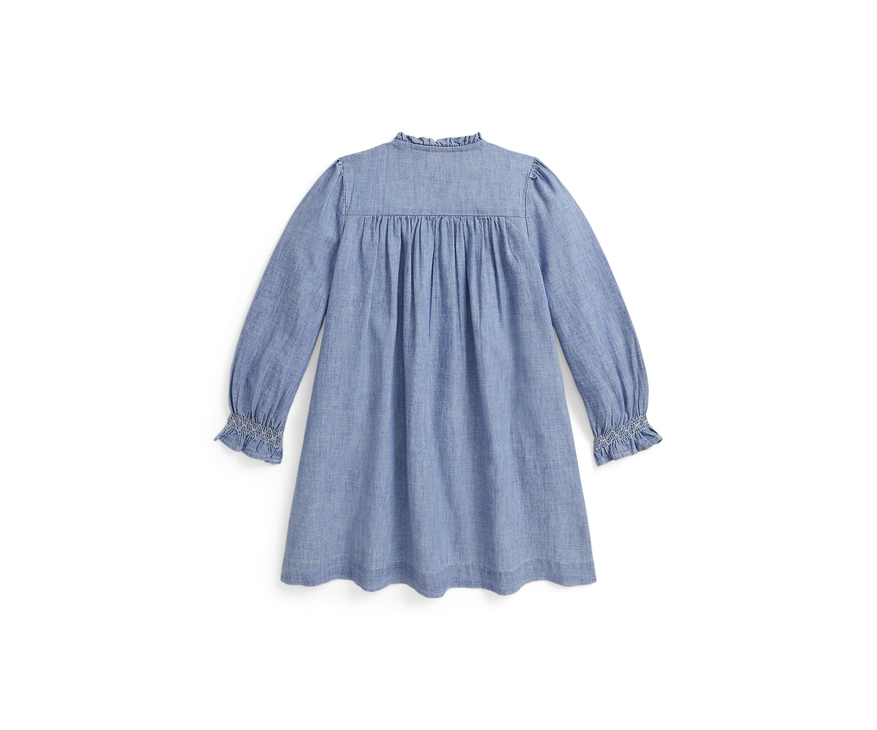 Girls 2-6x Smocked Indigo Chambray Dress