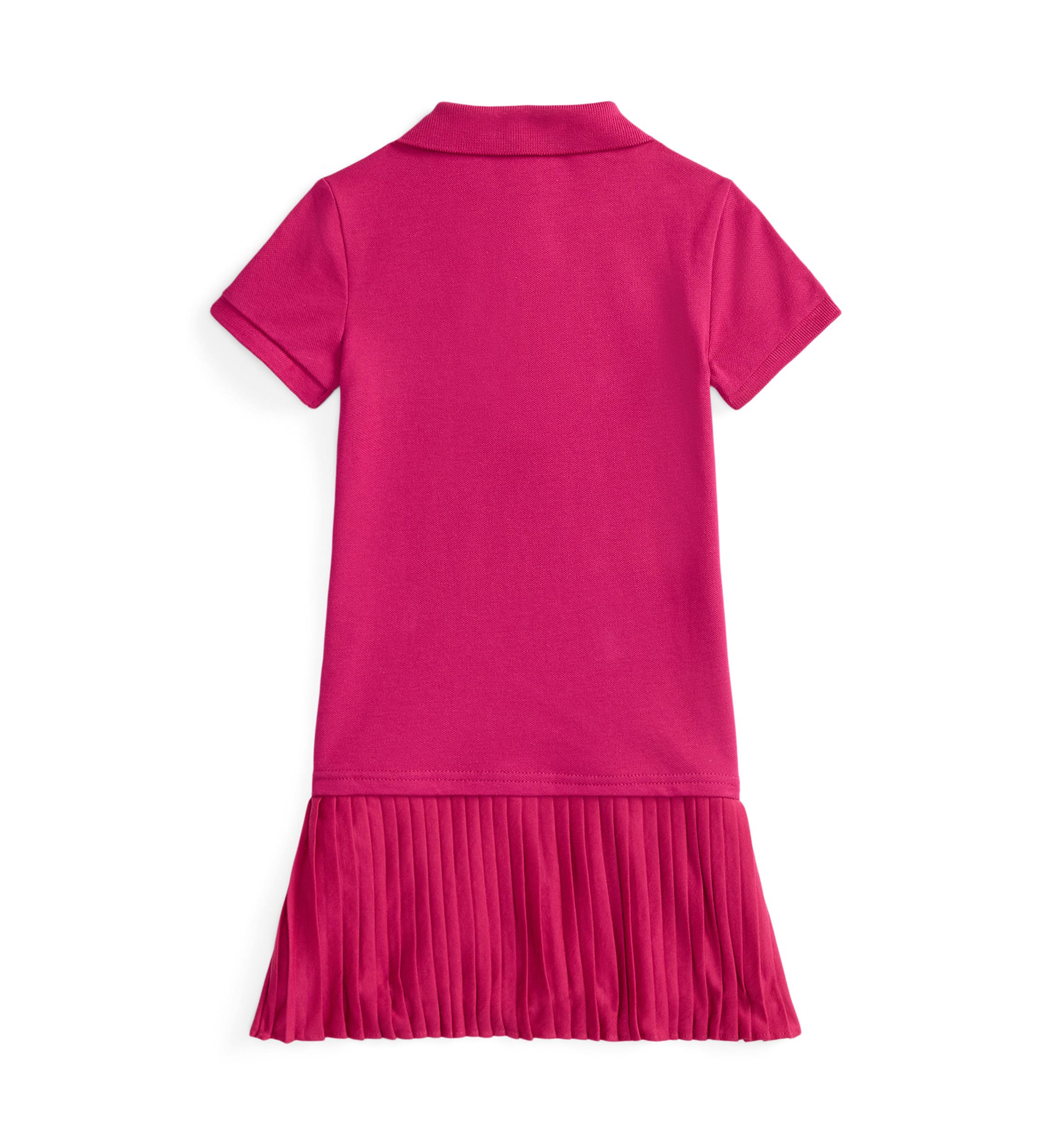 Girls 2-6x Pleated Stretch Mesh Polo Dress