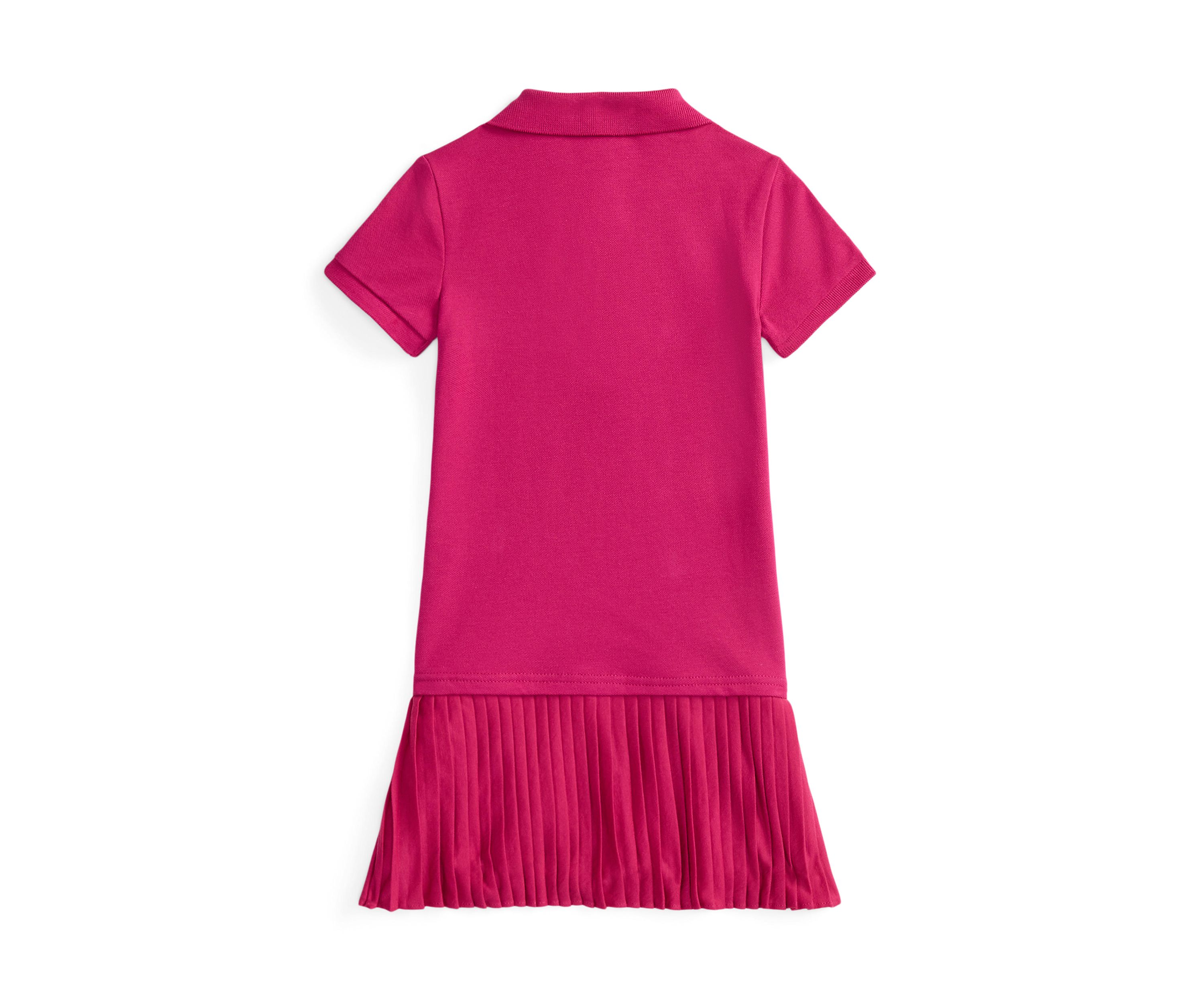 Girls 2-6x Pleated Stretch Mesh Polo Dress