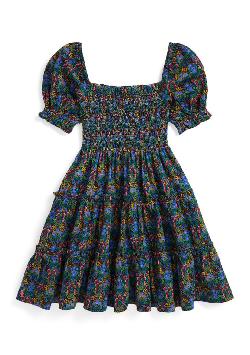 Girls 2-6x Floral Smocked Cotton Jersey Dress
