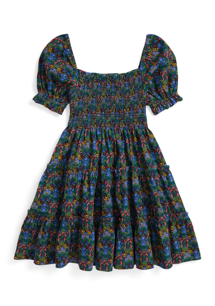 Girls 2-6x Floral Smocked Cotton Jersey Dress