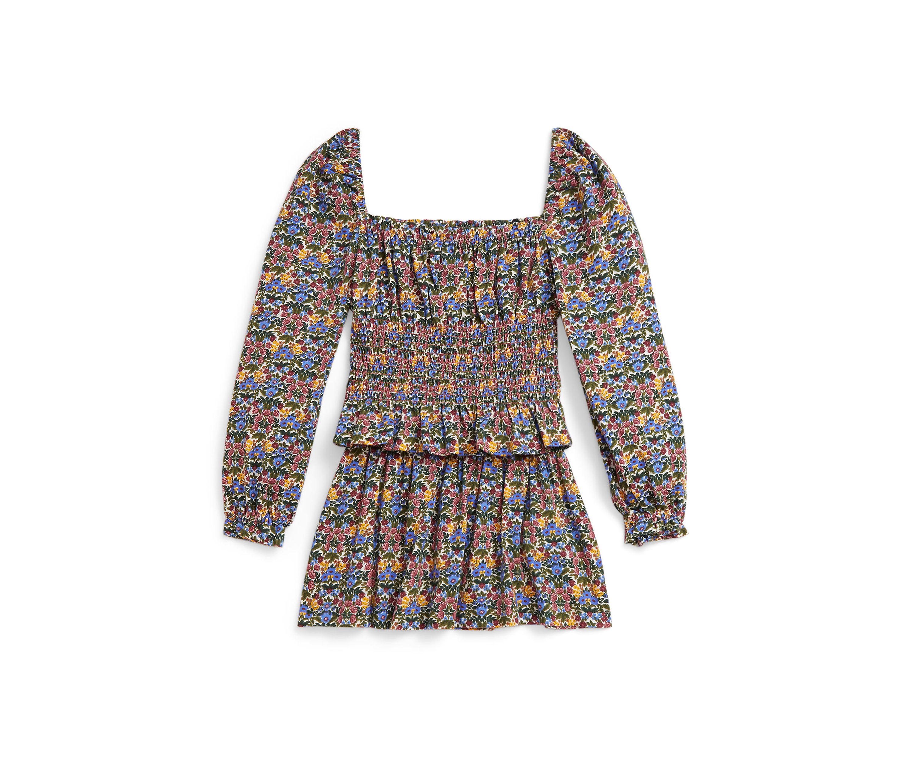 Girls 2-6x Floral Smocked Cotton Jersey Top & Skirt