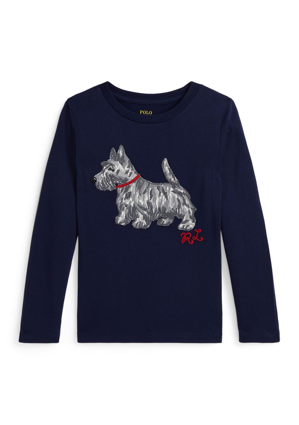 Girls 2-6x Dog-Print Cotton Long-Sleeve Tee