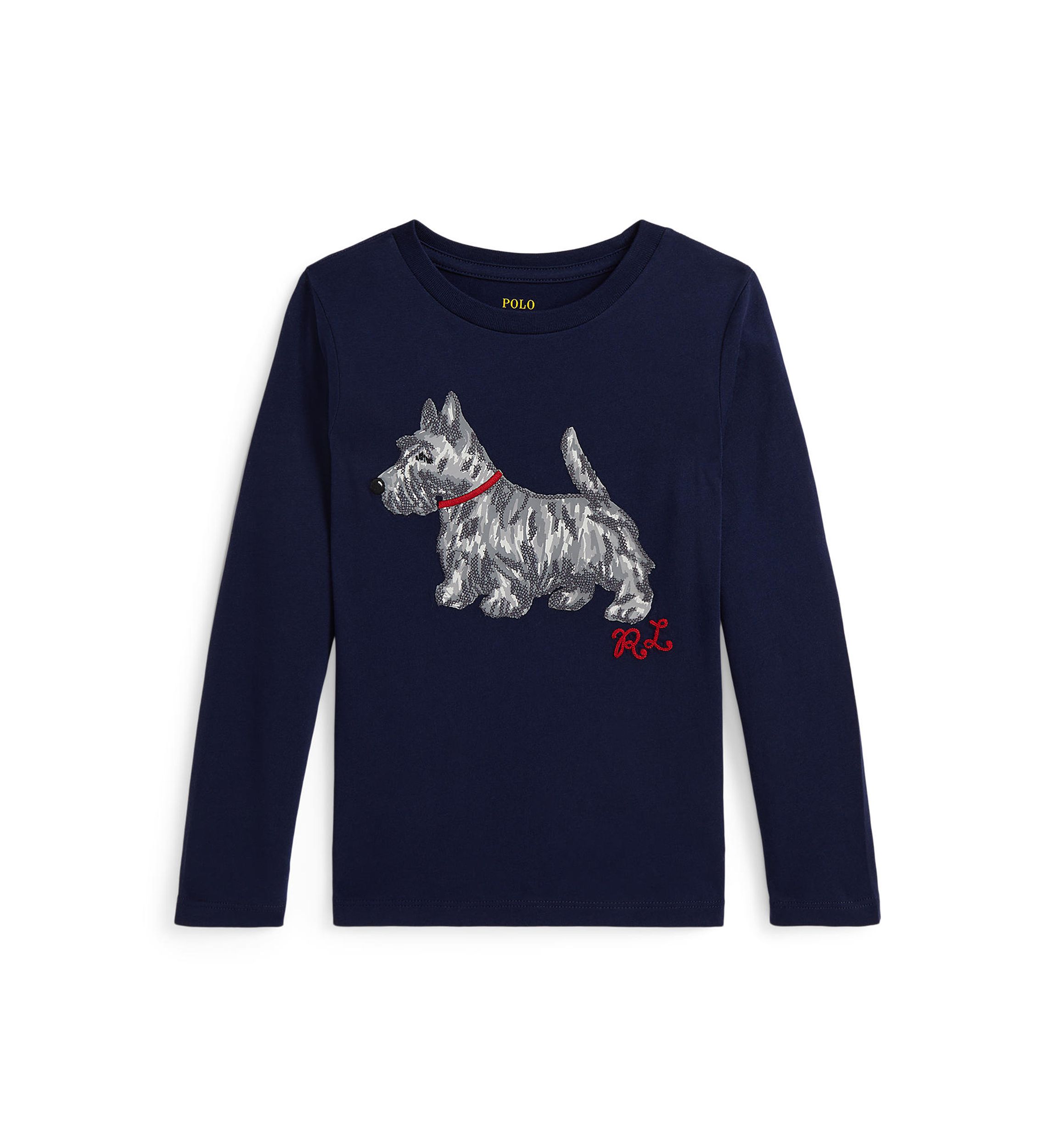 Girls 2-6x Dog-Print Cotton Long-Sleeve Tee