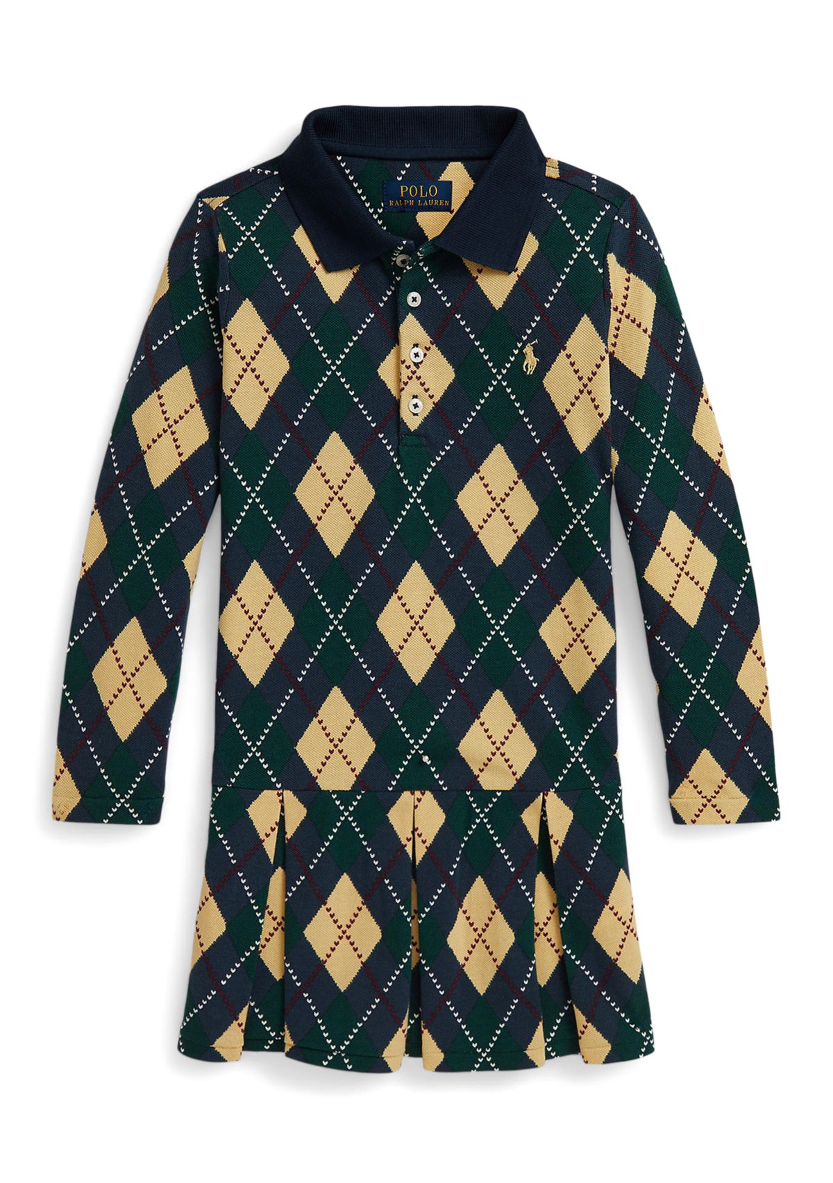 Girls 2-6x Argyle Stretch Mesh Polo Dress