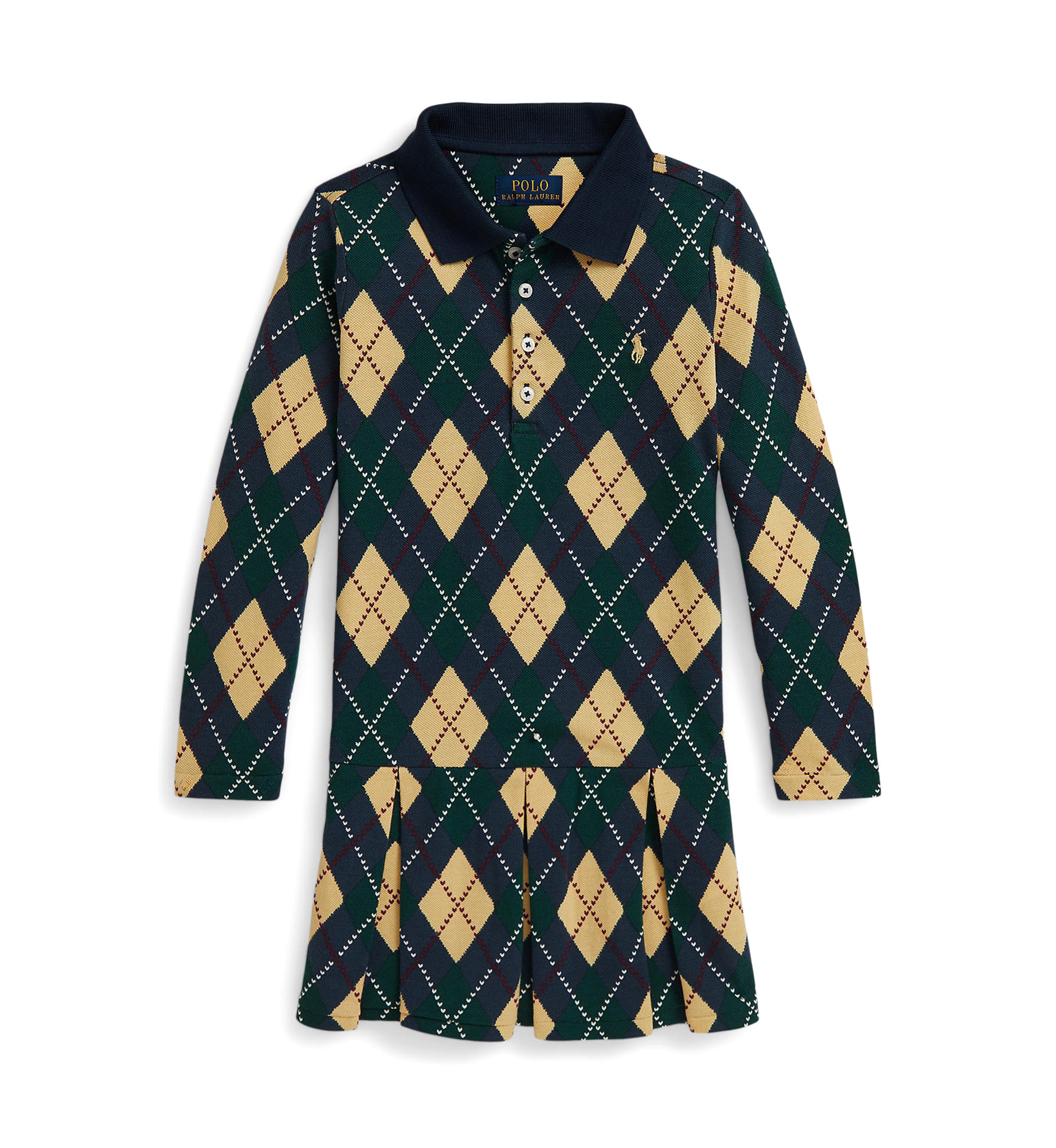 Girls 2-6x Argyle Stretch Mesh Polo Dress
