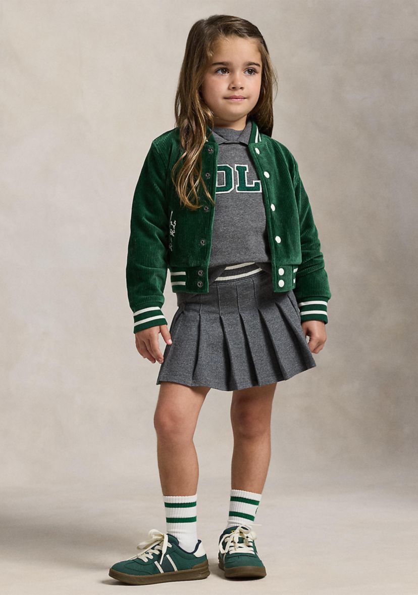 Girls 2-6x Logo Velour Baseball Jacket