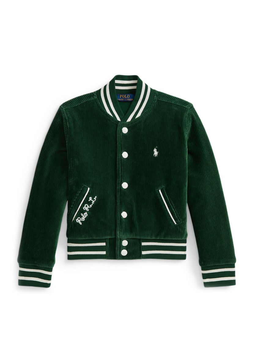 Girls 2-6x Logo Velour Baseball Jacket