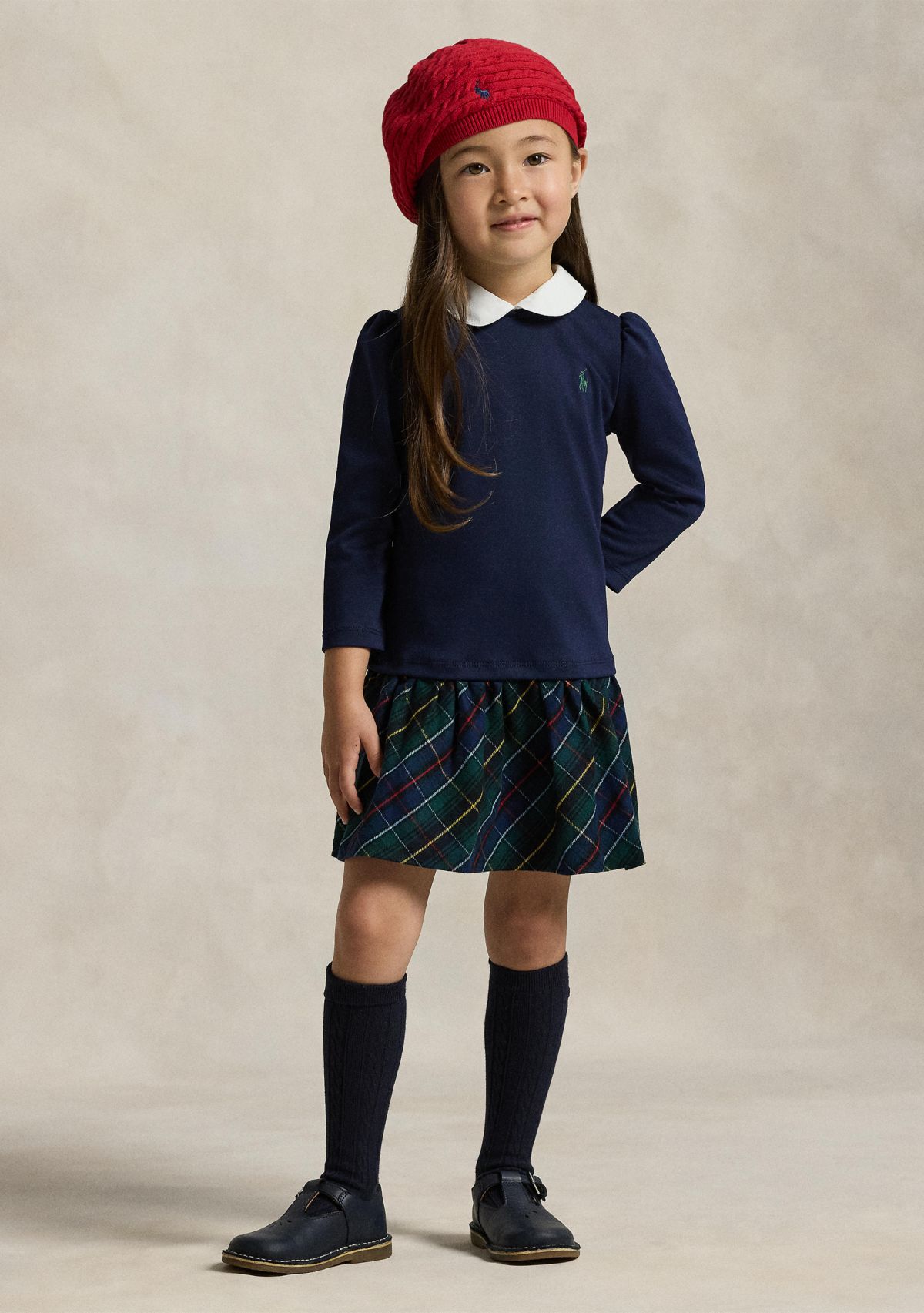 Girls 4-6x Plaid-Skirt Ponte Dress