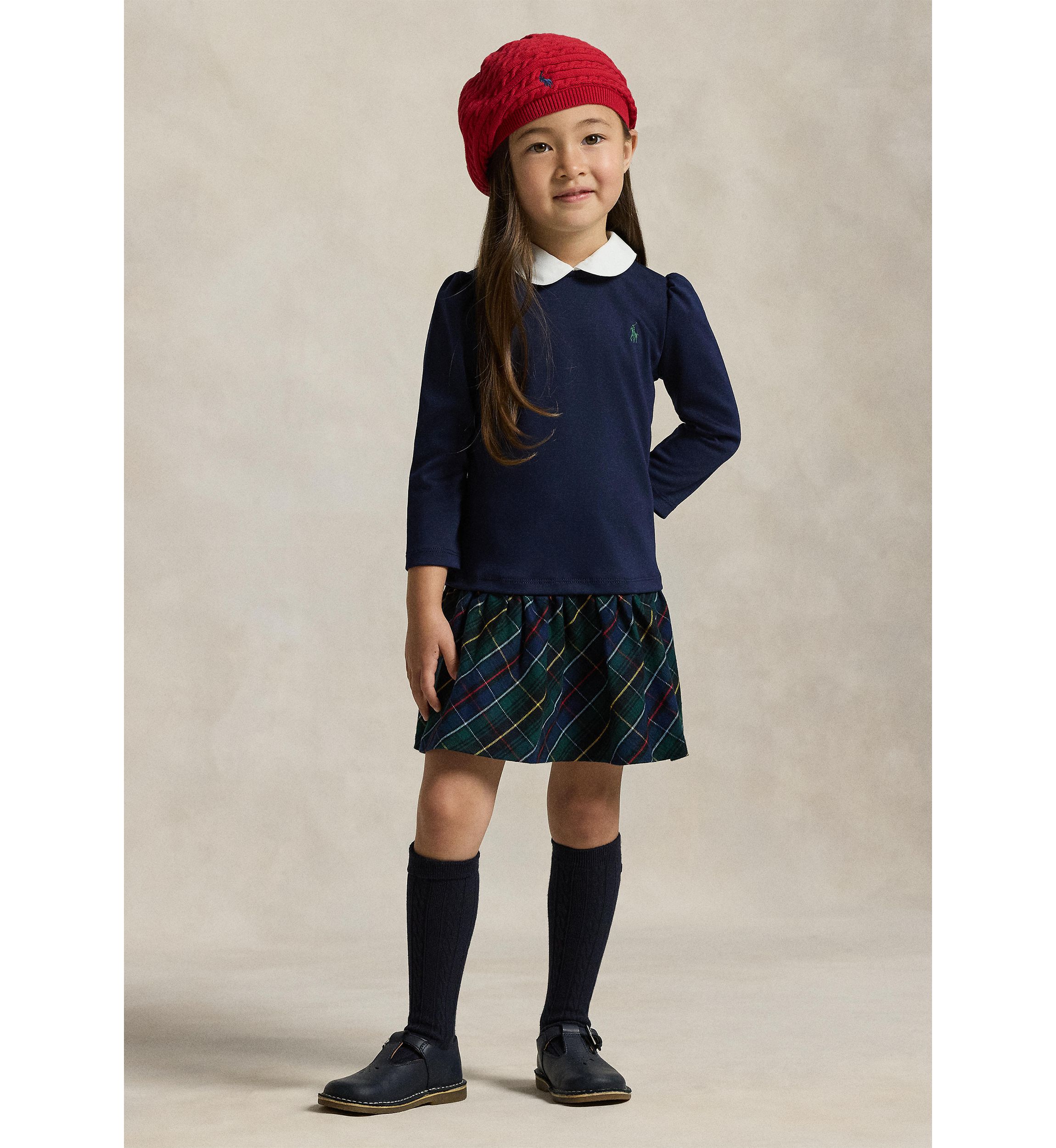 Girls 4-6x Plaid-Skirt Ponte Dress
