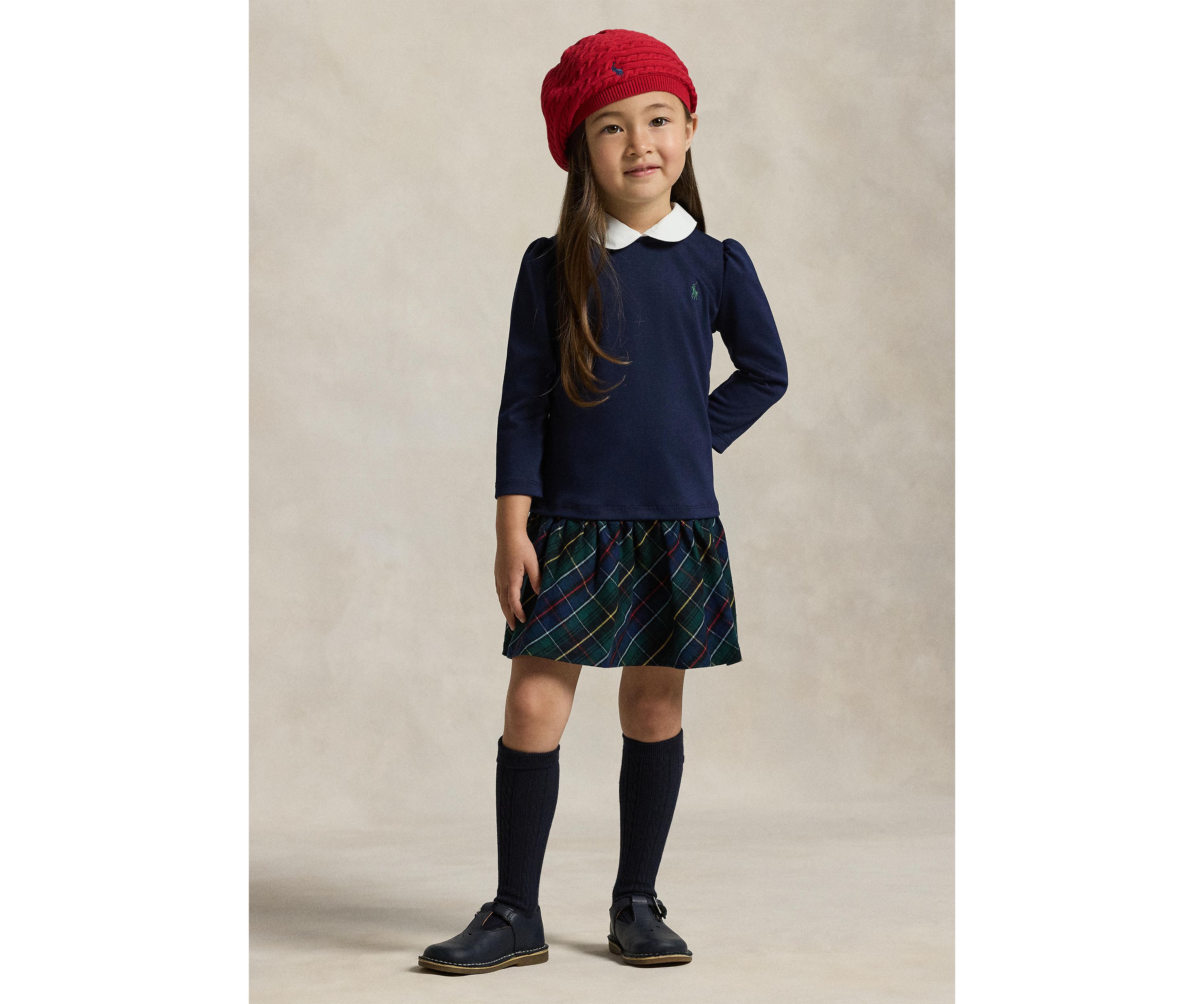 Girls 4-6x Plaid-Skirt Ponte Dress