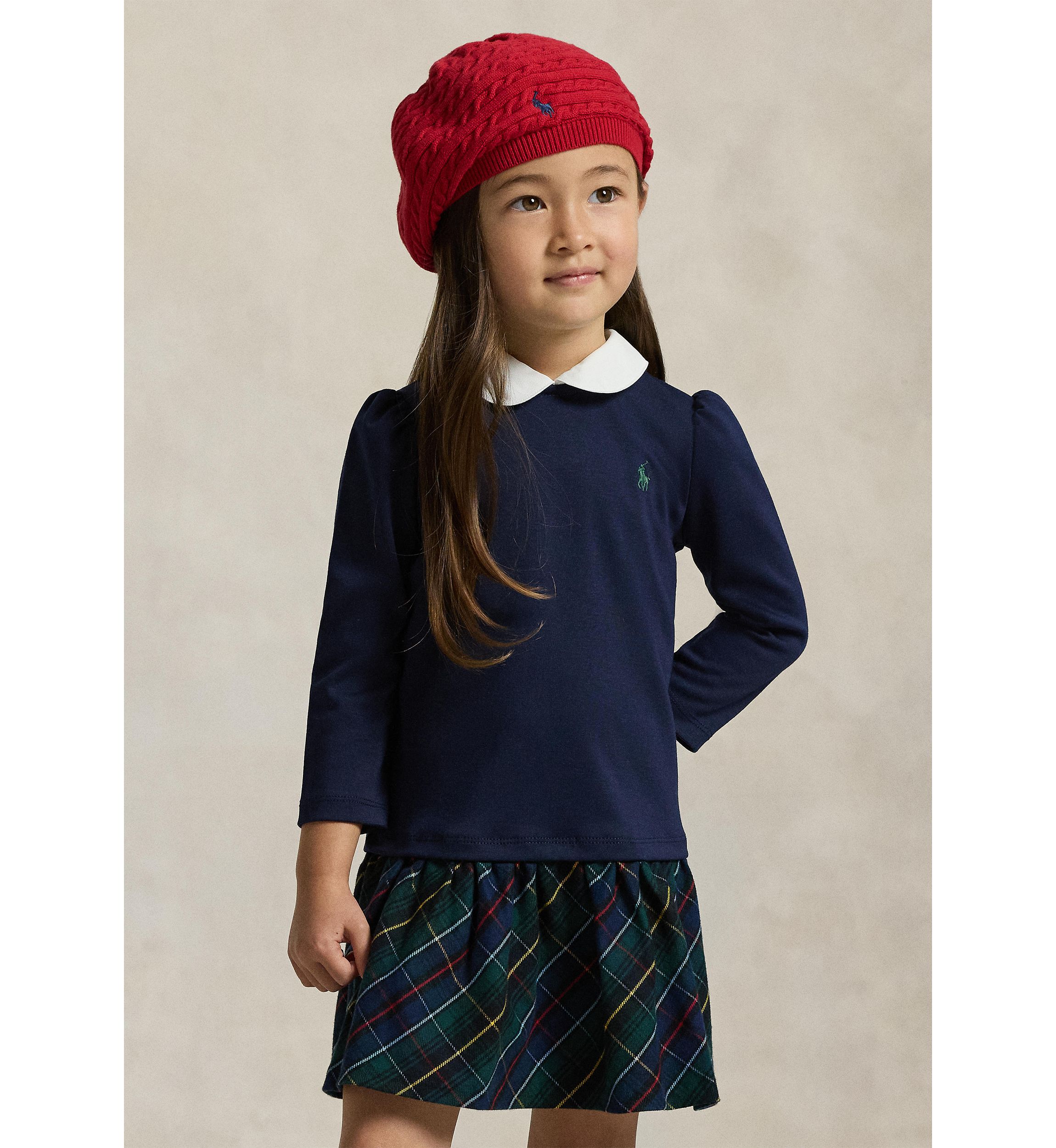 Girls 4-6x Plaid-Skirt Ponte Dress