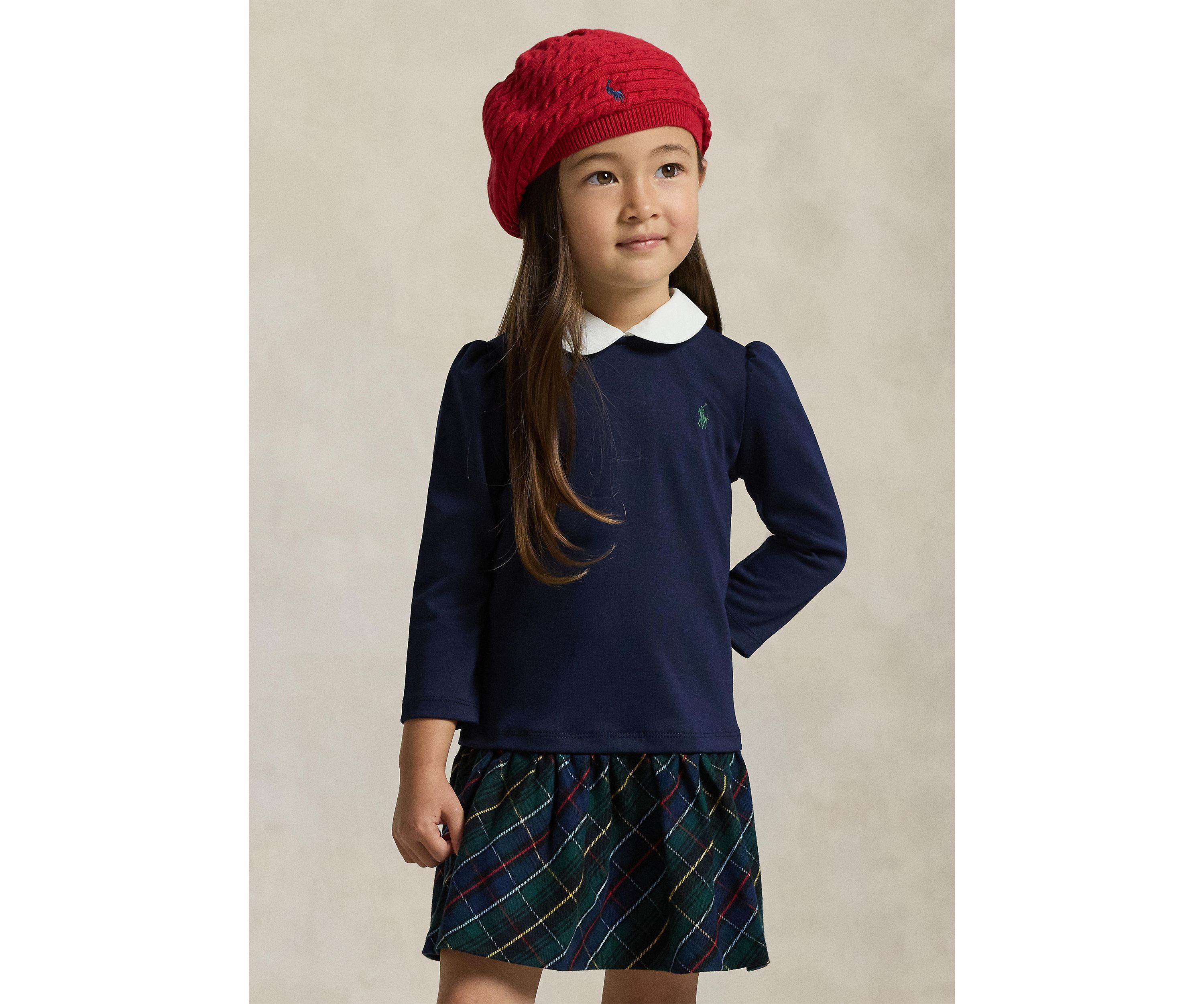 Girls 4-6x Plaid-Skirt Ponte Dress