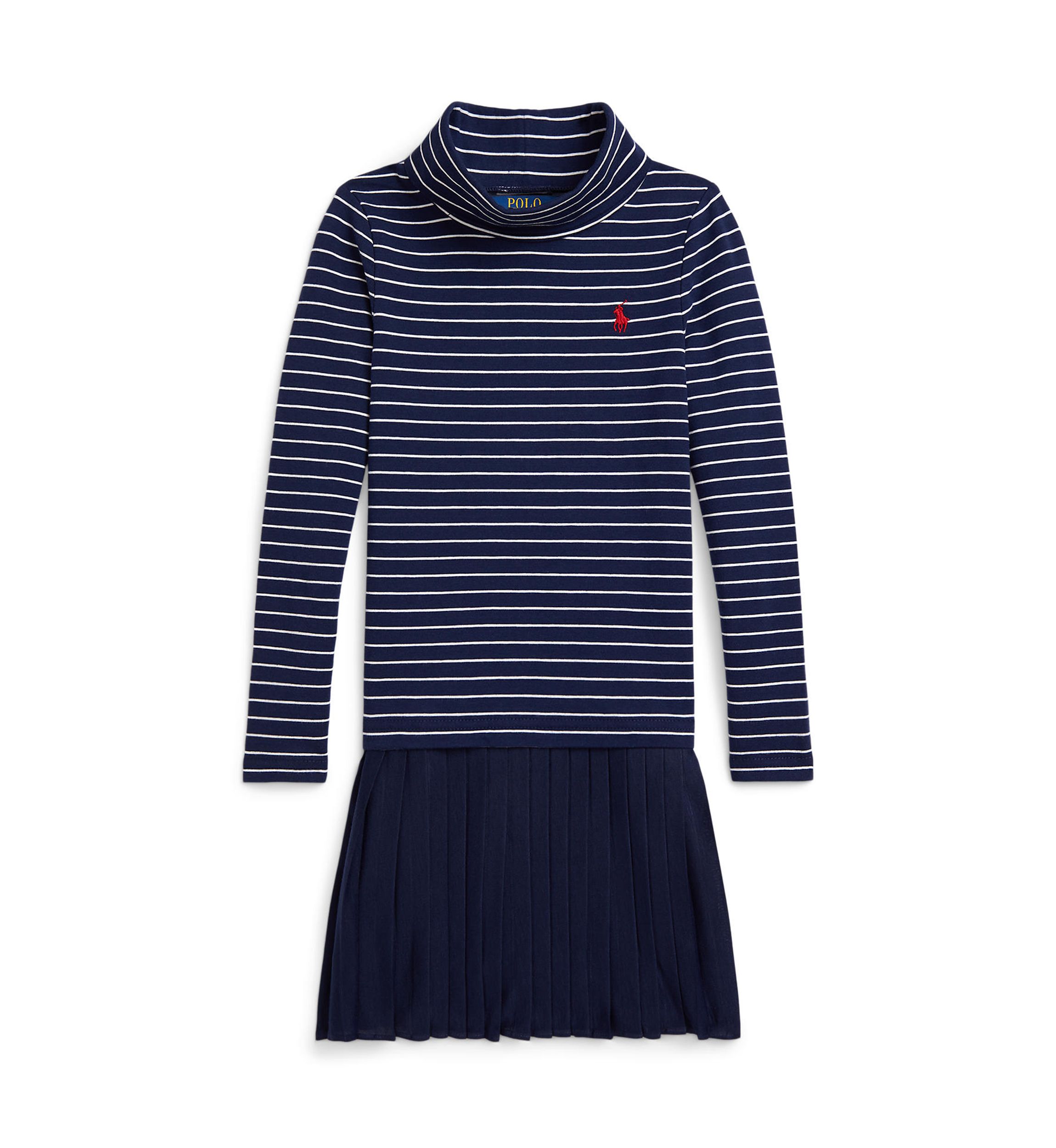 Girls 2-6x Striped Stretch Jersey Turtleneck Dress