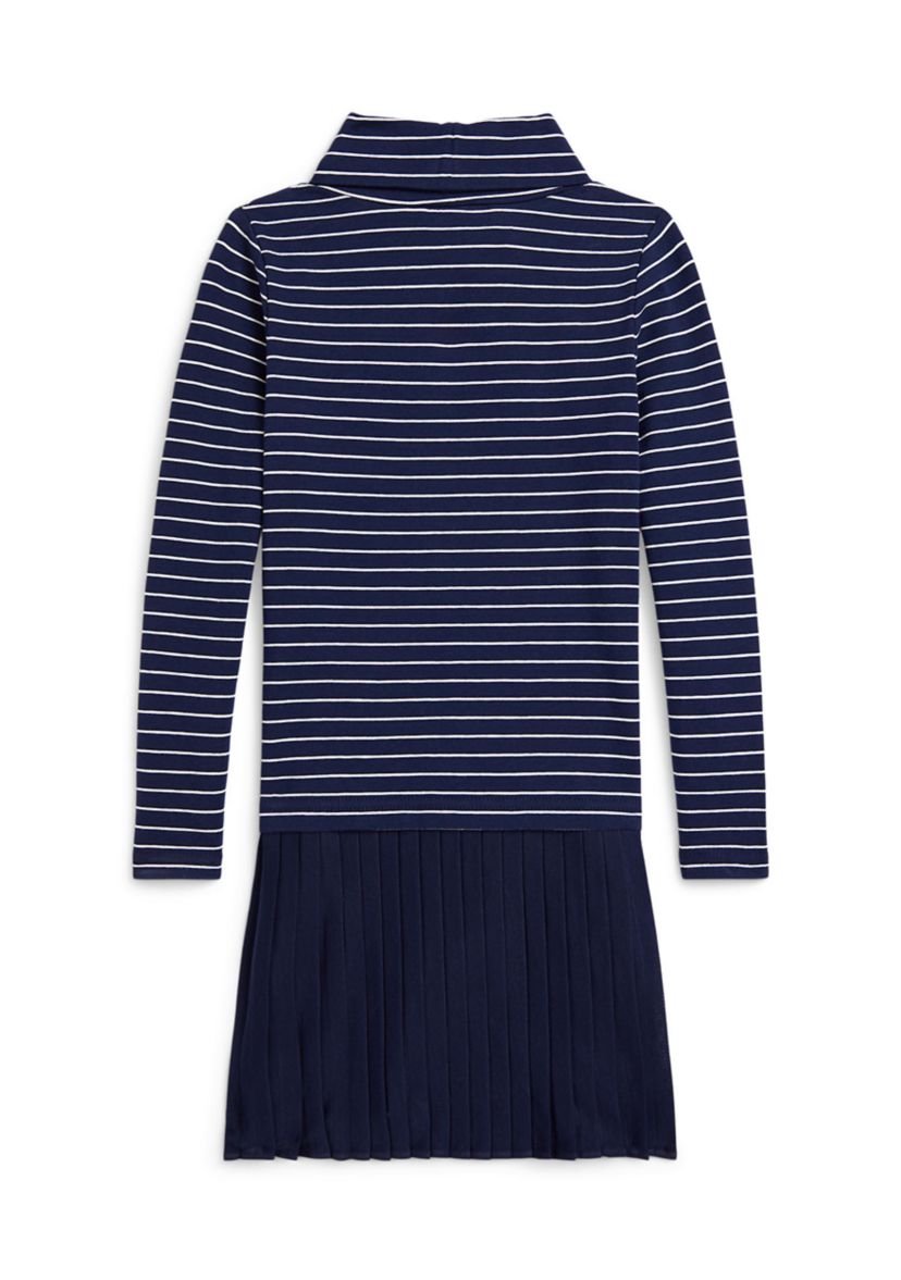 Girls 2-6x Striped Stretch Jersey Turtleneck Dress