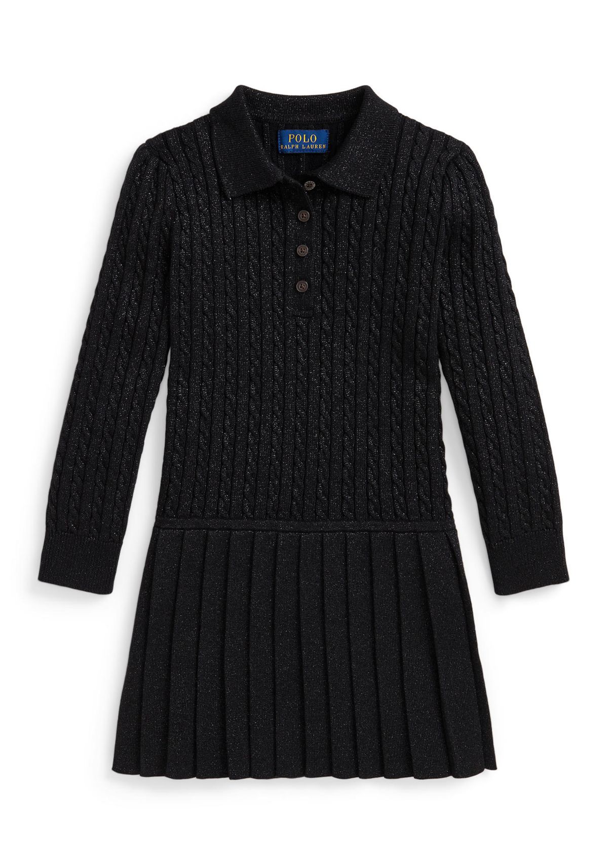 Girls 2-6x Metallic Mini-Cable Polo Sweater Dress