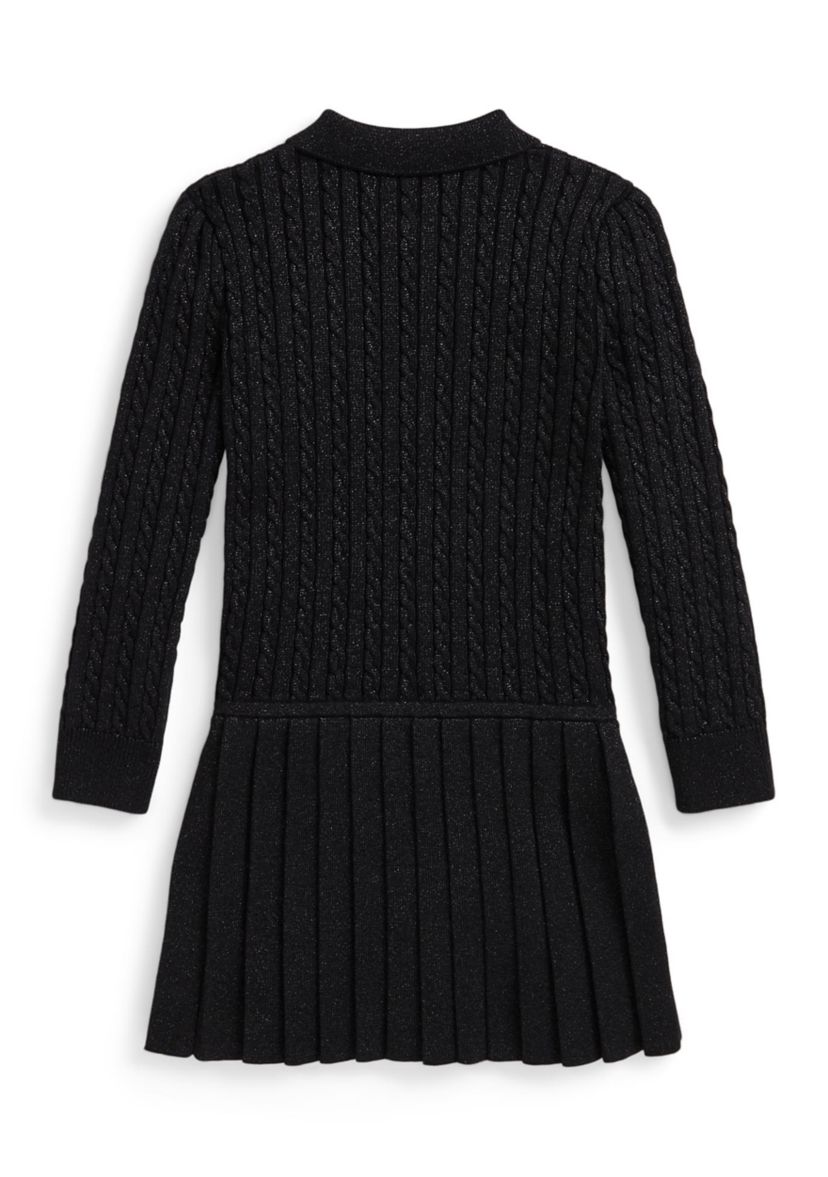 Girls 2-6x Metallic Mini-Cable Polo Sweater Dress