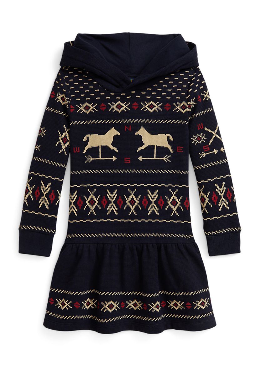 Girls 2-6x Patterned Fleece Hooded Dress