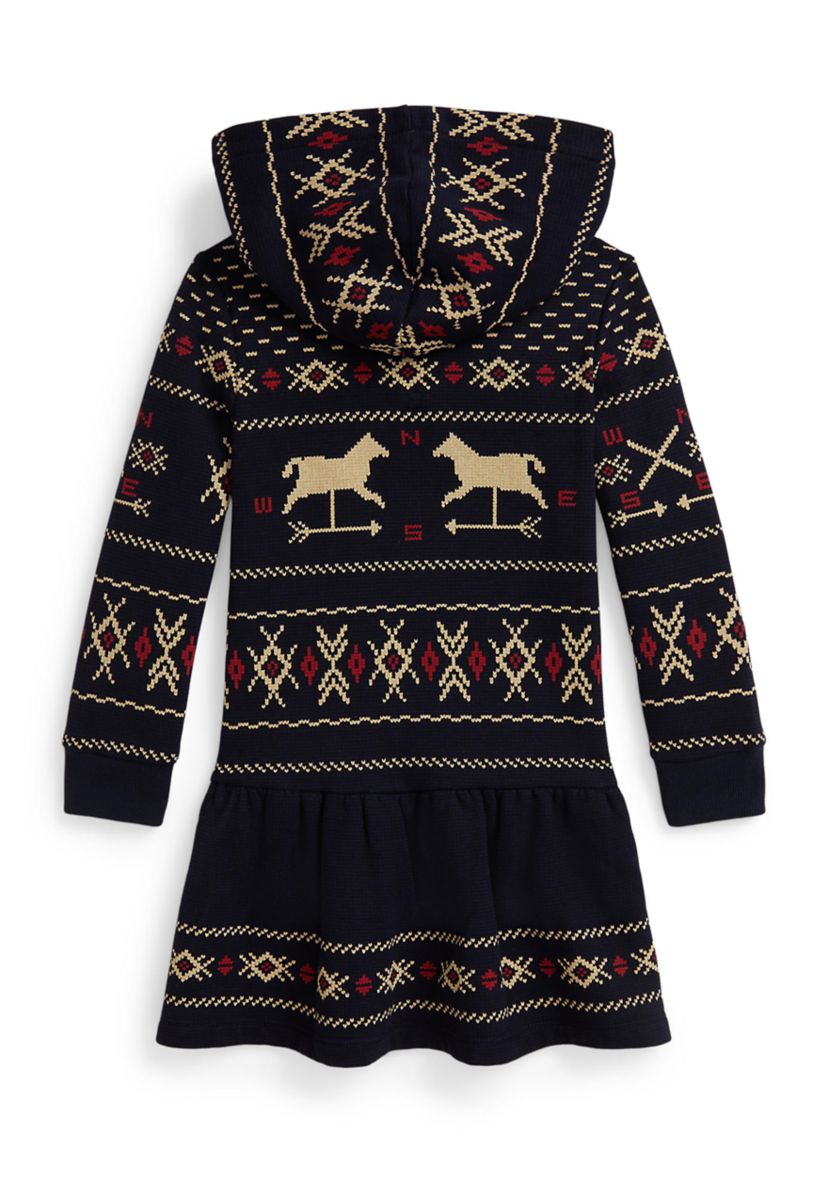 Girls 2-6x Patterned Fleece Hooded Dress