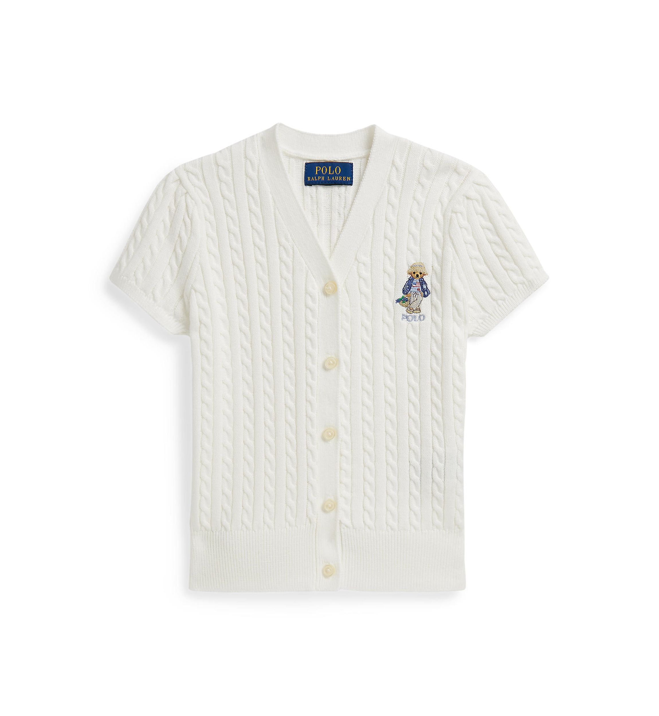 Ralph Lauren Childrenswear Girls 2-6x Polo Bear Cable Cotton V