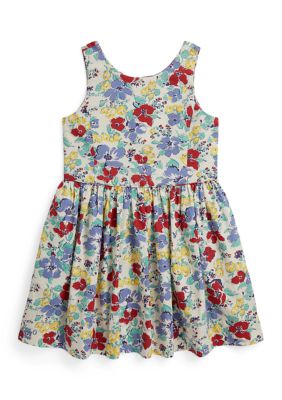 Ralph Lauren Childrenswear Girls 2-6x Floral Cotton Dress, Blue
