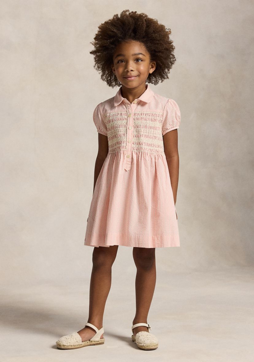 ralph lauren pink striped dress Ralph Lauren Girls Pink & White Striped Dress