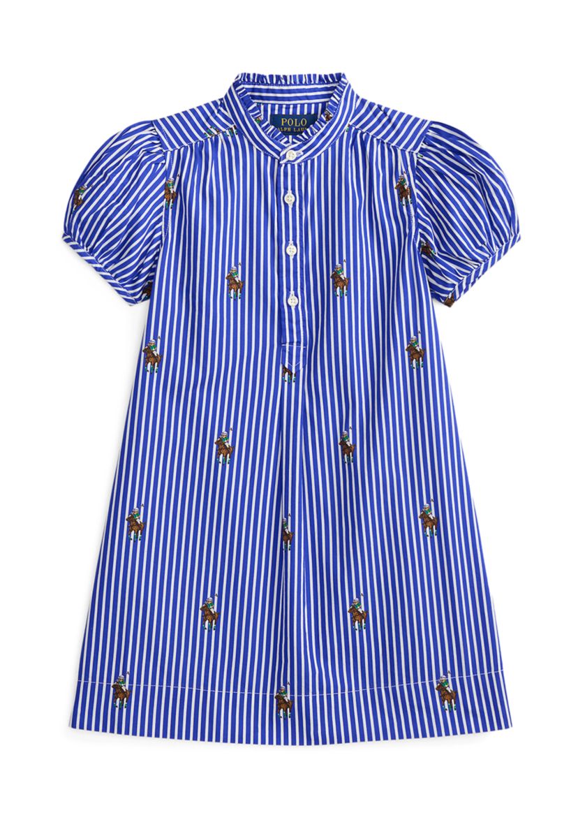 Girls 2-6x Polo Bear Striped Cotton Poplin Dress