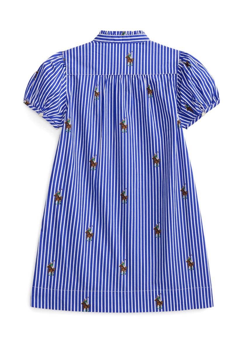 Girls 2-6x Polo Bear Striped Cotton Poplin Dress