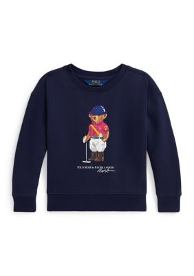 Ralph Lauren Childrenswear Girls 2-6x Polo Bear Fleece Boxy Sweatshirt, Navy Blue