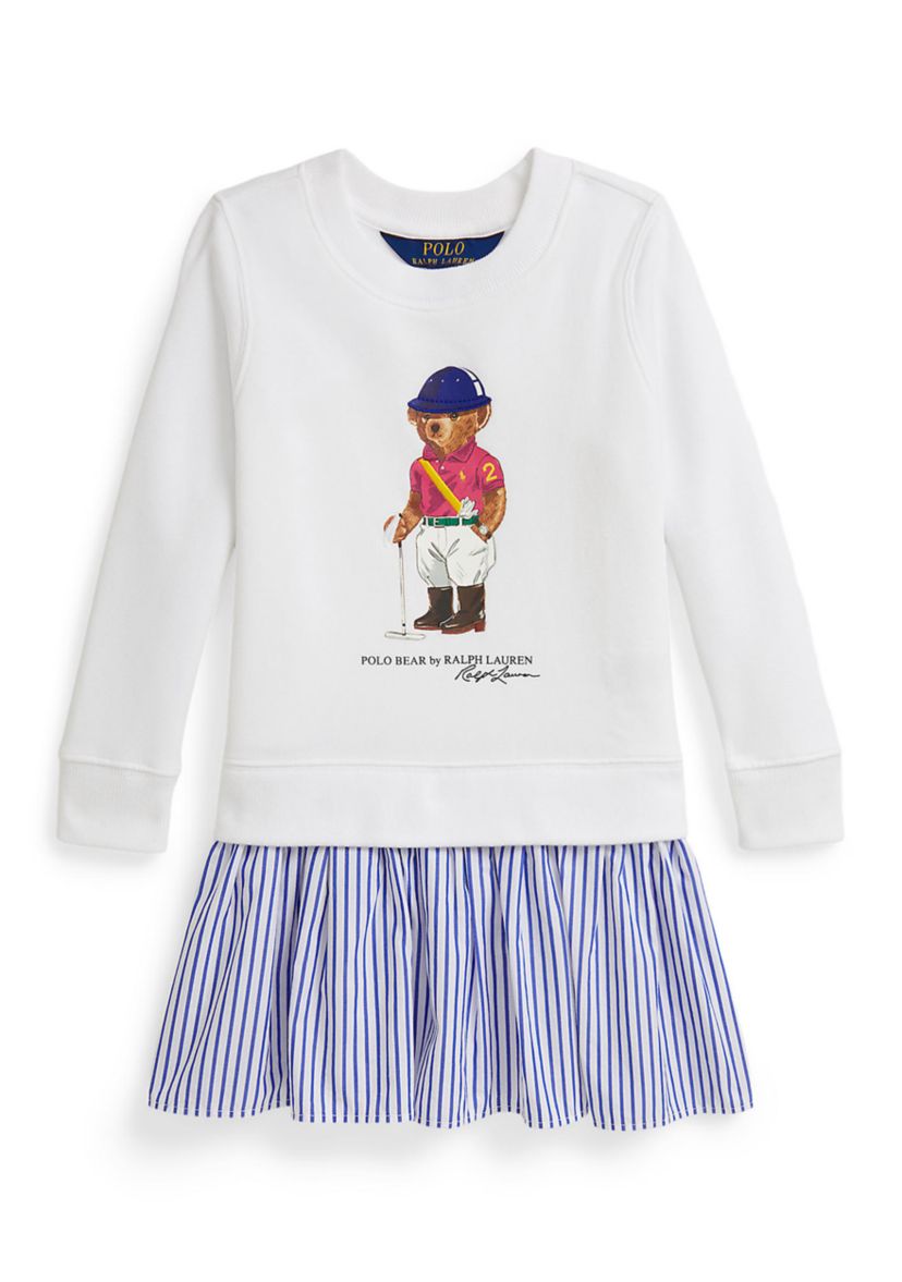 Girls 2-6x Polo Bear Striped-Skirt Fleece Dress