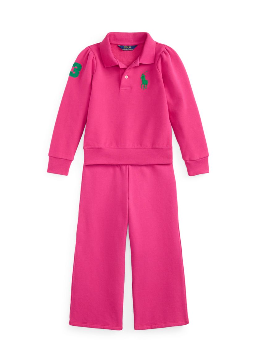 Girls 2-6x Big Pony Fleece Polo Shirt & Pant Set