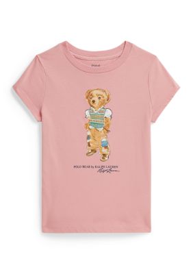 Ralph Lauren Childrenswear Girls 2-6x Polo Bear Cotton Jersey T-Shirt, Pink