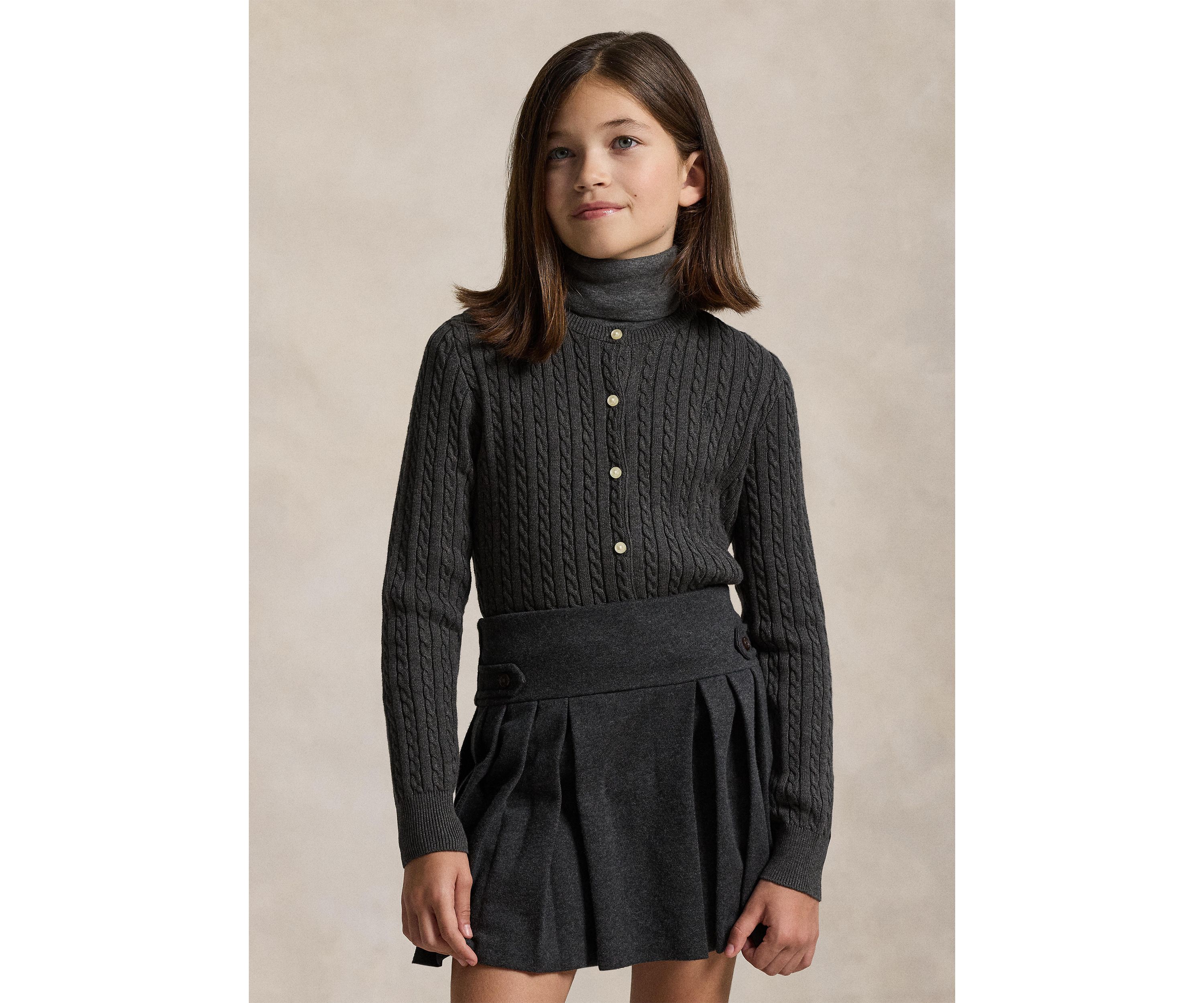 Girls 7-16 Mini-Cable Cotton Cardigan