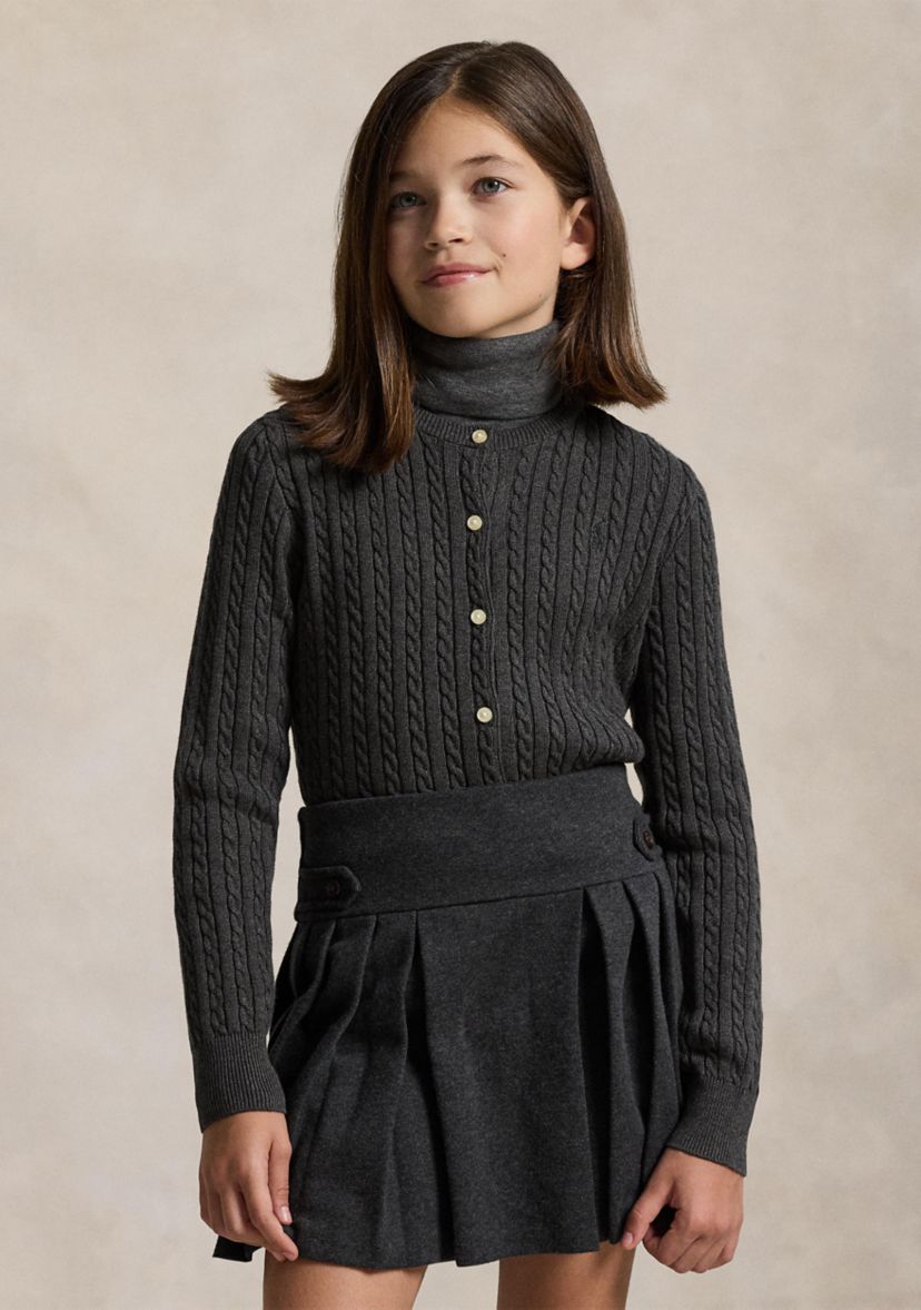 Girls 7-16 Mini-Cable Cotton Cardigan