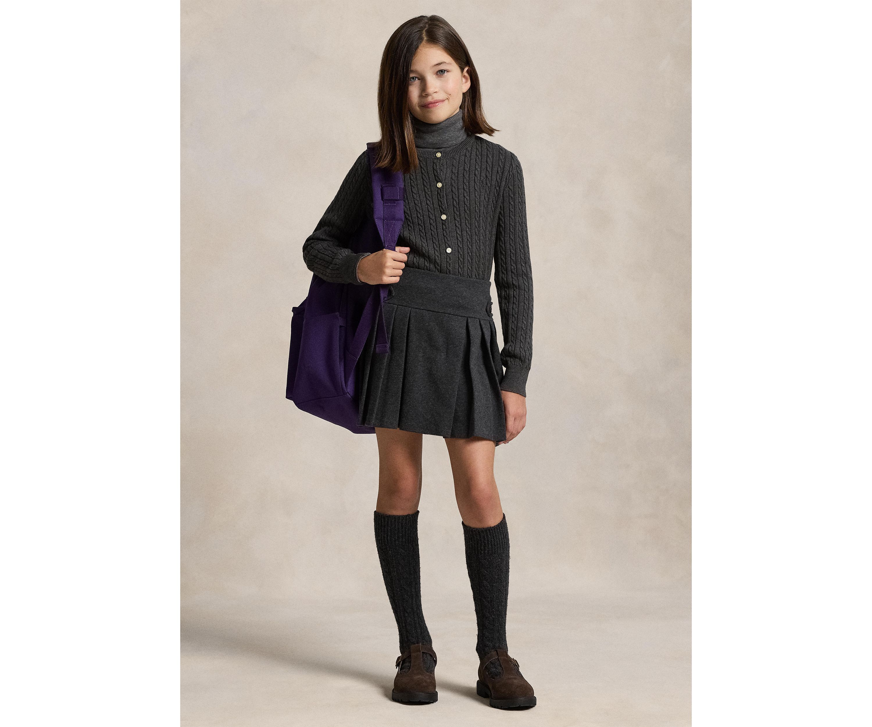 Girls 7-16 Mini-Cable Cotton Cardigan