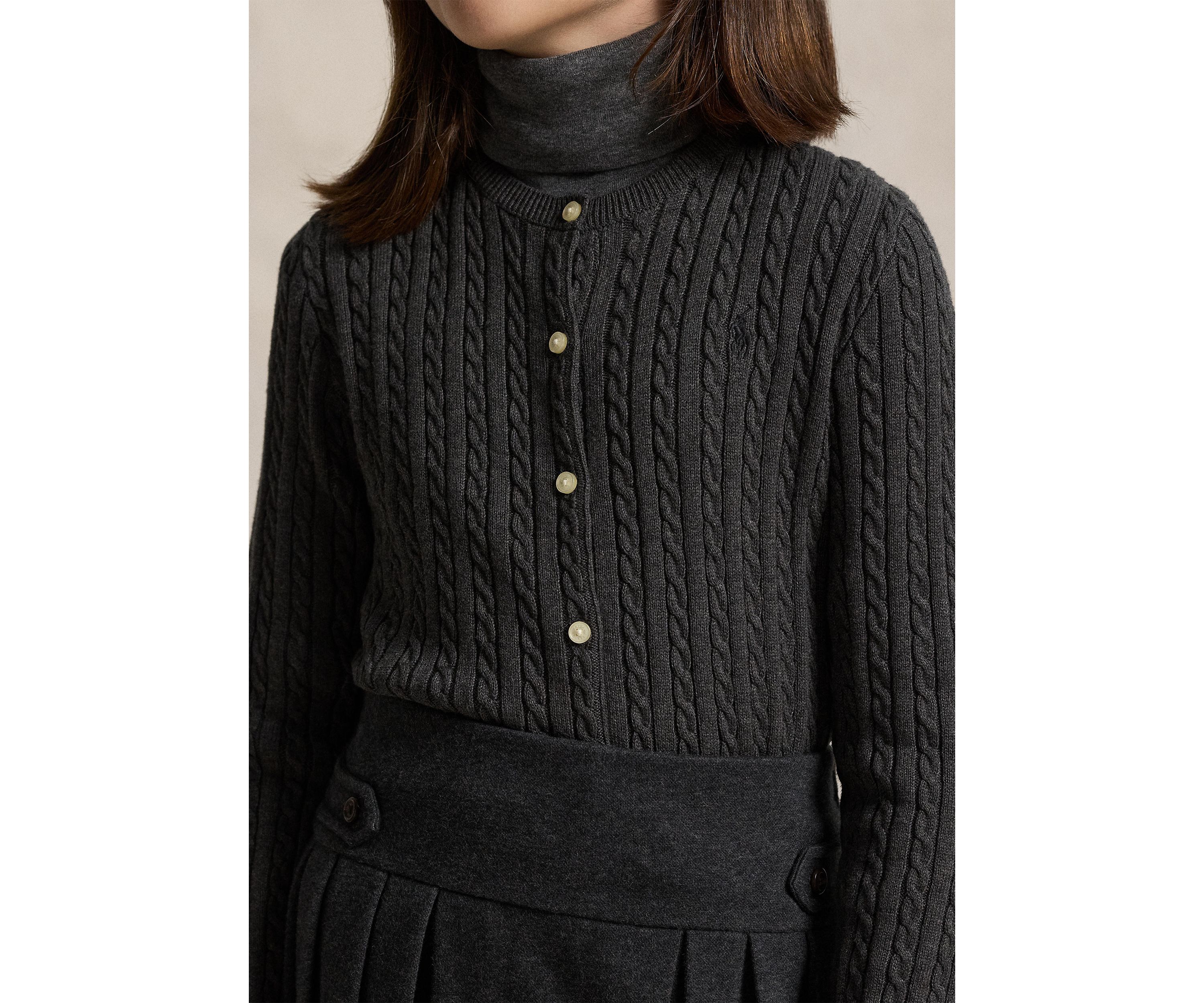Girls 7-16 Mini-Cable Cotton Cardigan