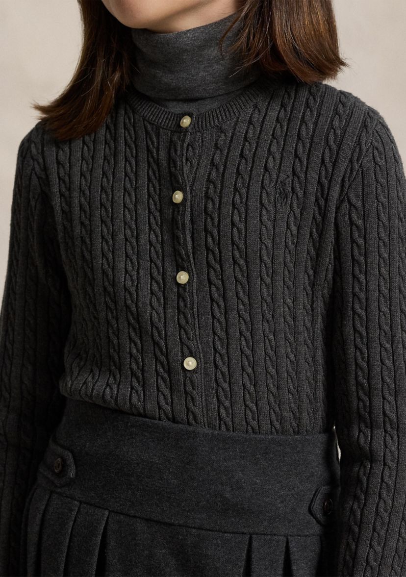 Girls 7-16 Mini-Cable Cotton Cardigan