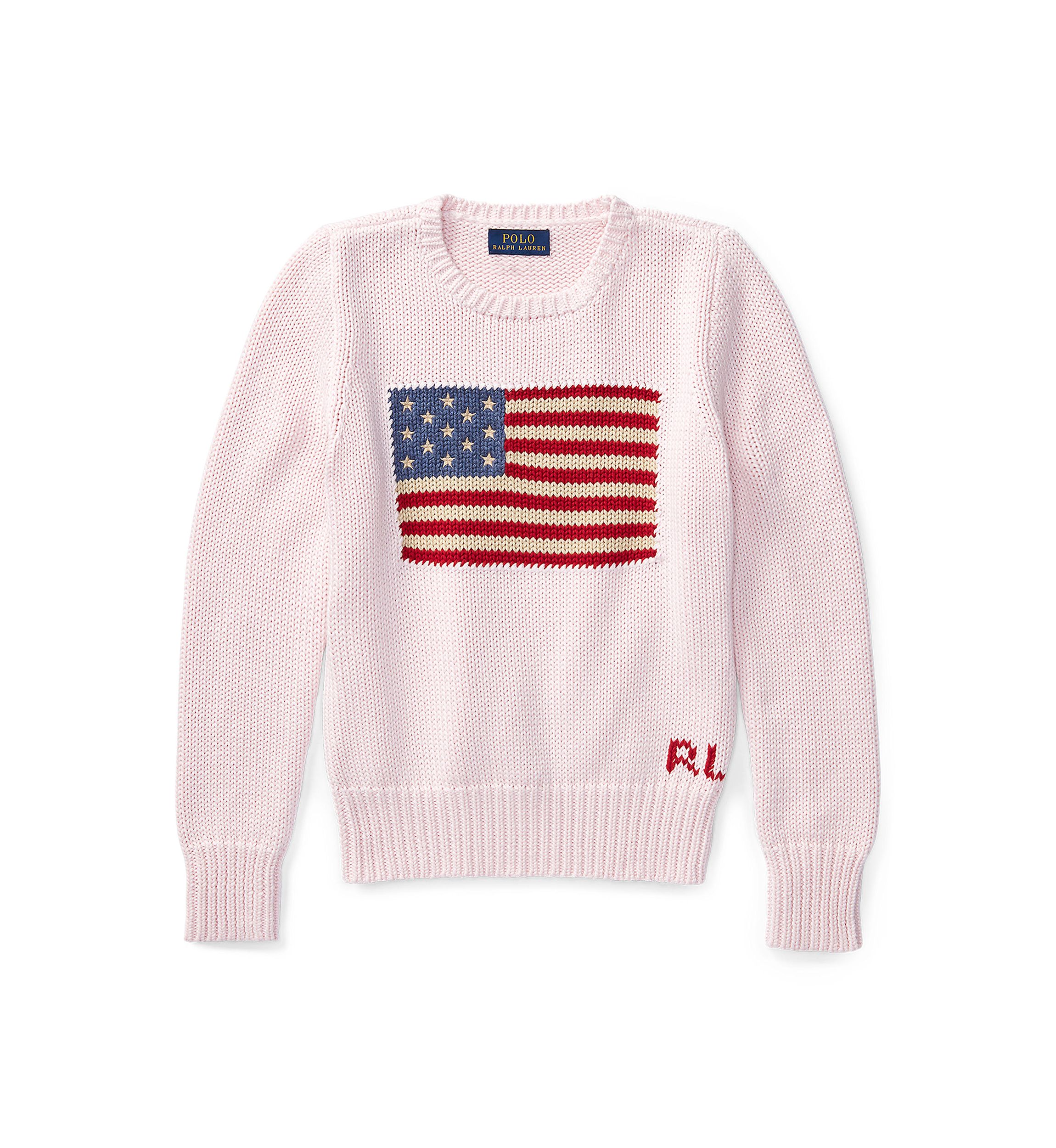 Girls 7-16 Flag Cotton Crewneck Sweater