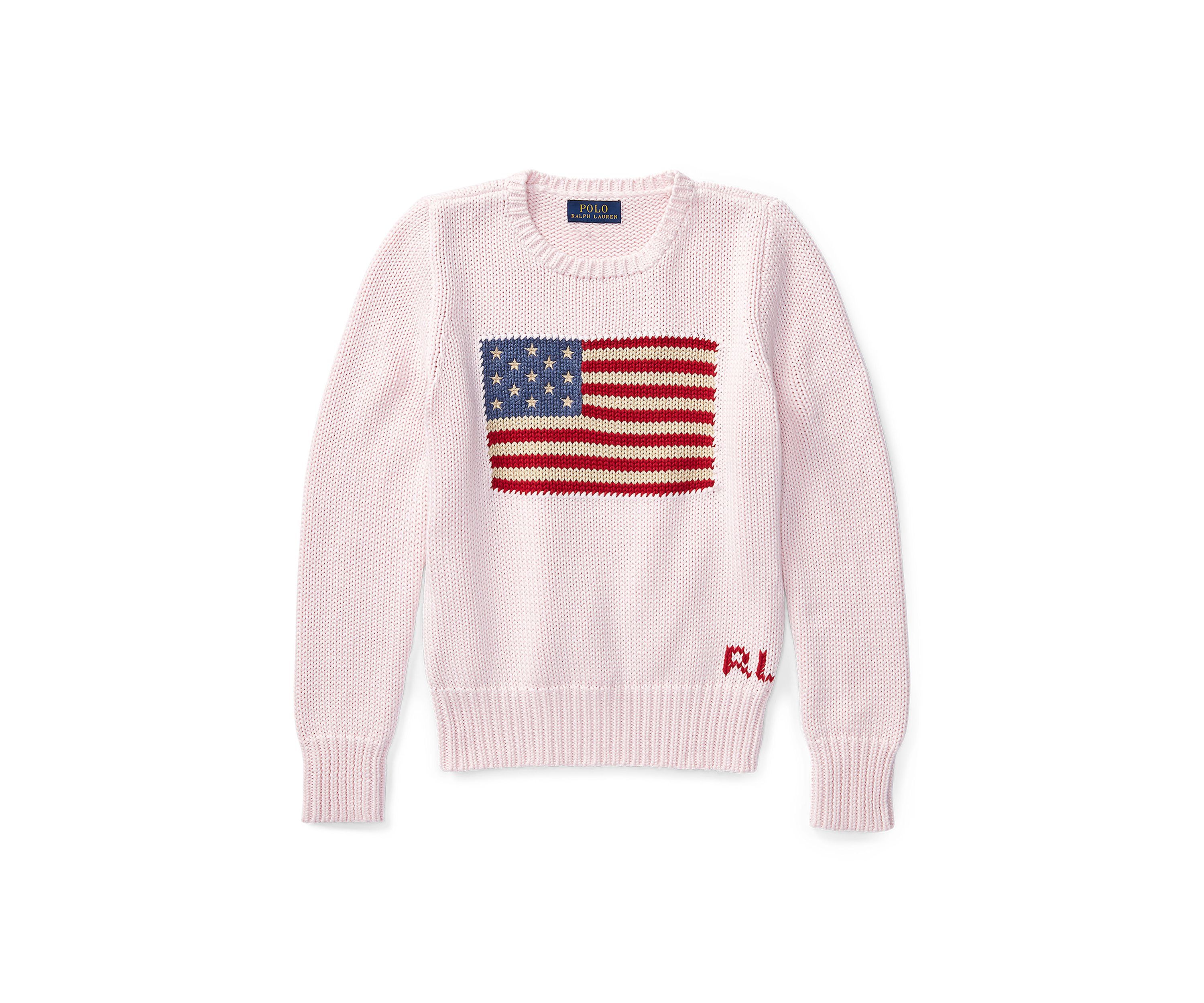 Girls 7-16 Flag Cotton Crewneck Sweater