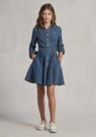 Girls 7-16 Belted Cotton Denim Shirtdress