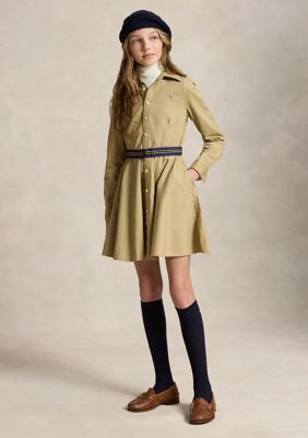 Ralph Lauren Childrenswear Kids Belted Cotton Chino Shirtdress, 8