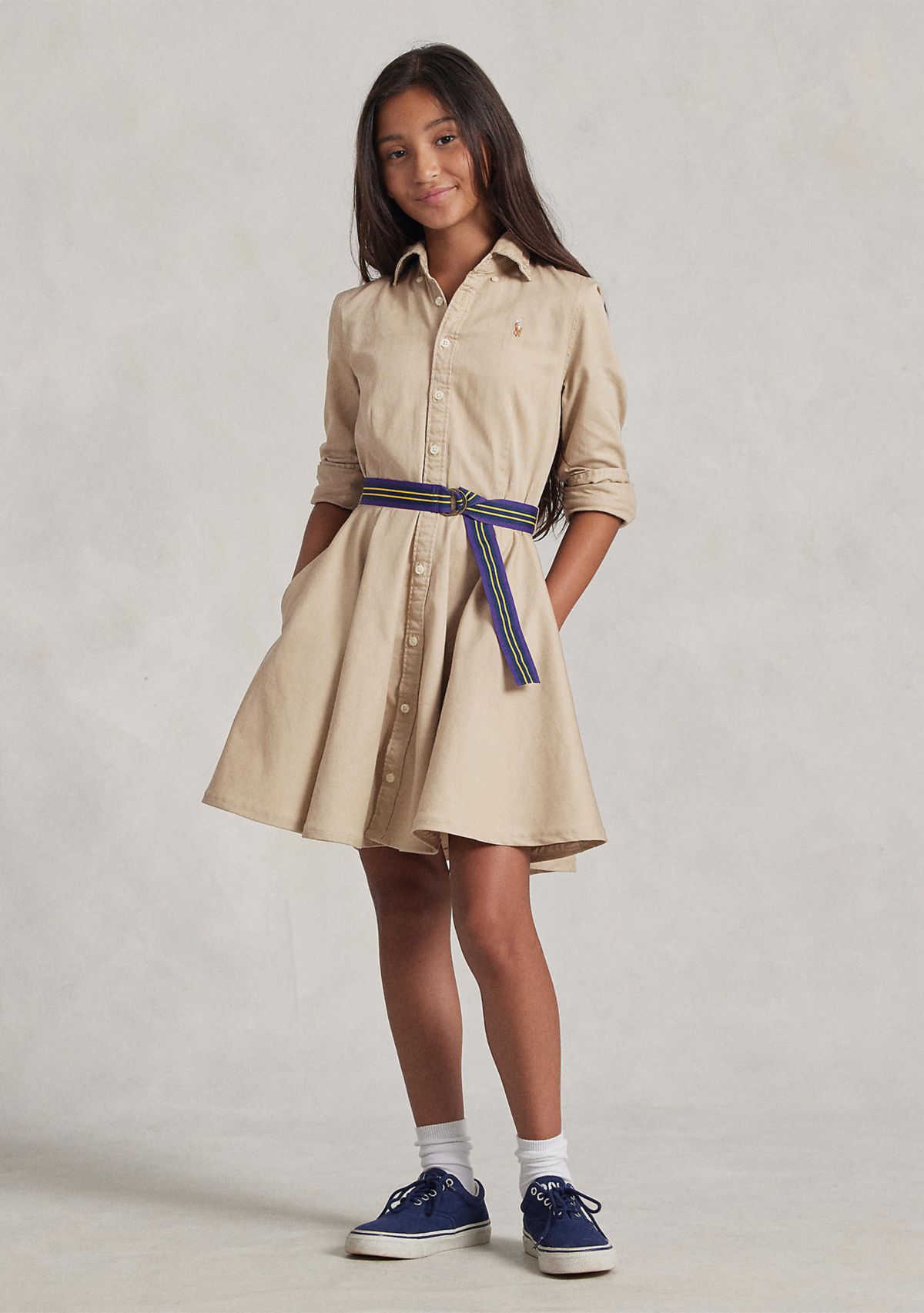 Belted Cotton Chino Shirtdress