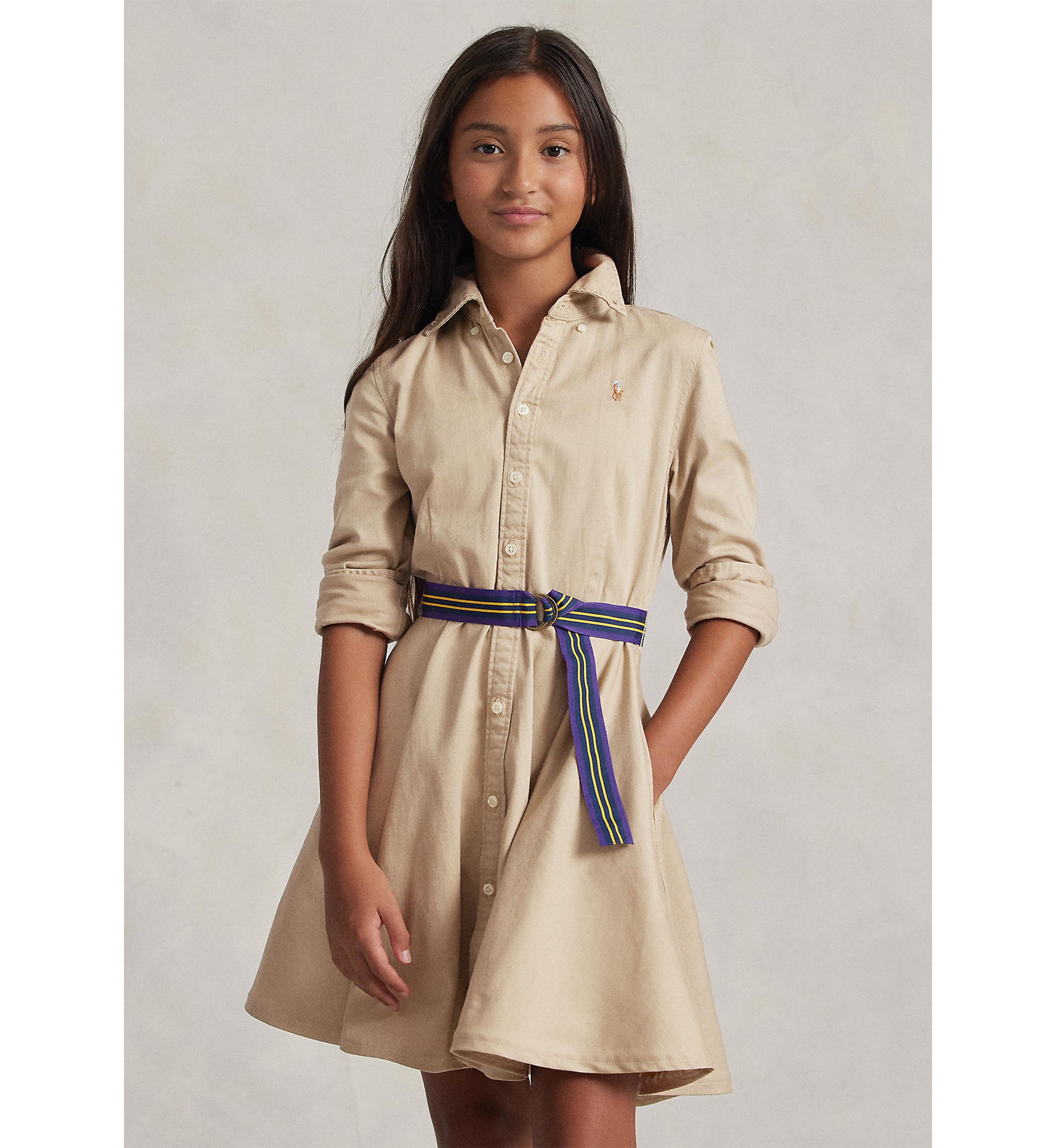 Belted Cotton Chino Shirtdress