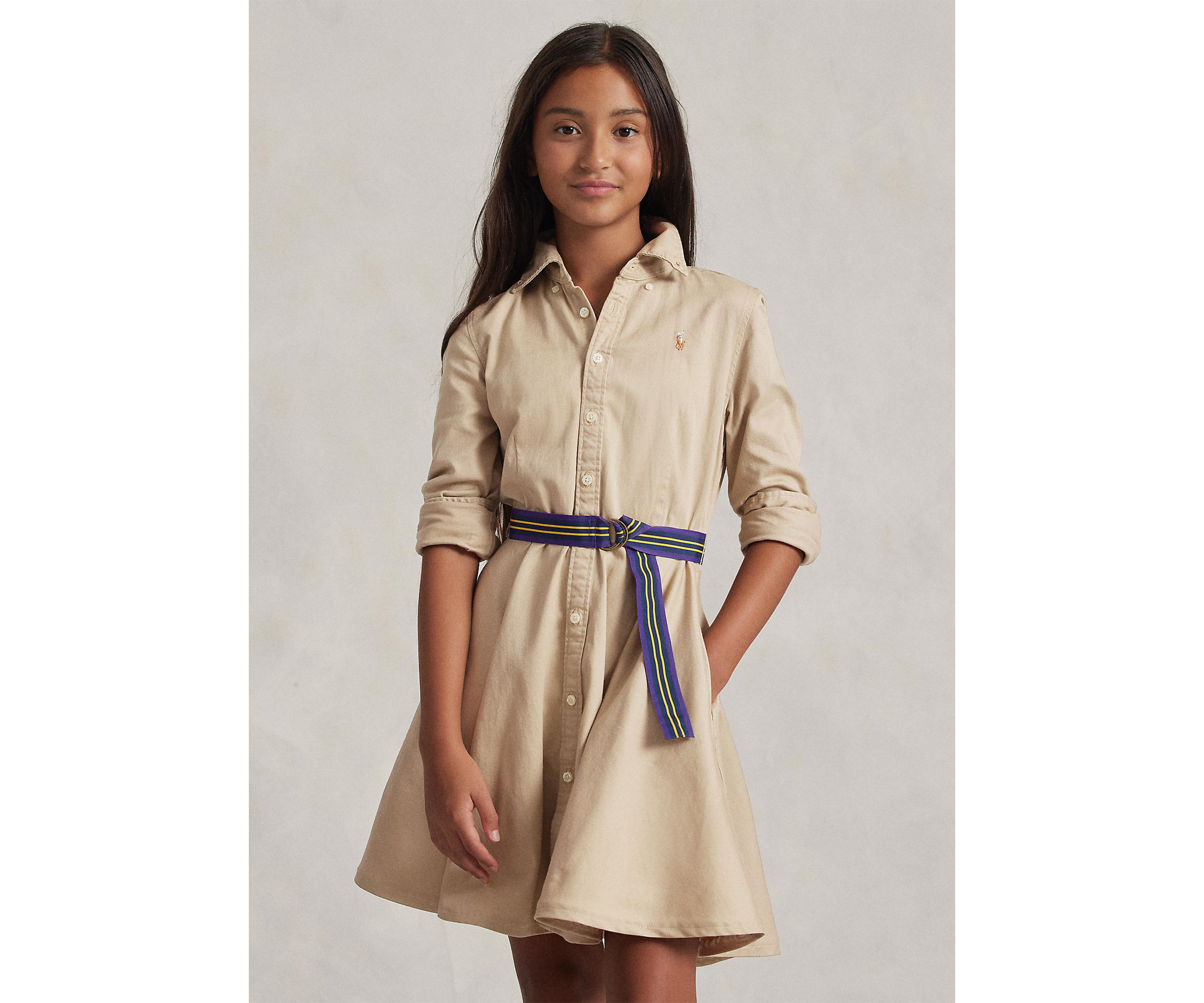 Belted Cotton Chino Shirtdress