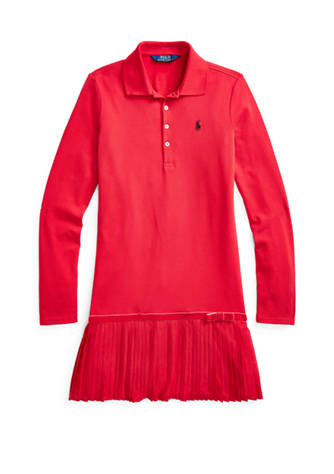 Ralph Lauren Childrenswear Girls 7-16 Stretch Cotton Mesh Polo Dress